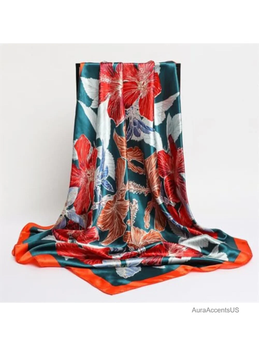Silk-Like Satin Square Scarf for Women, Non-Slip Head Wrap
